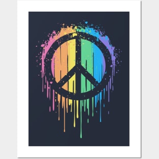 Rainbow Drip Peace Posters and Art